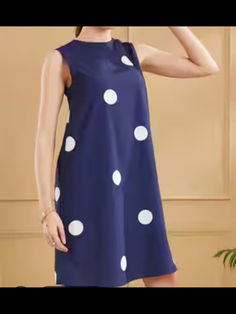 SHEIN Navy and White Polka Dot Sleeveless Mini Dress